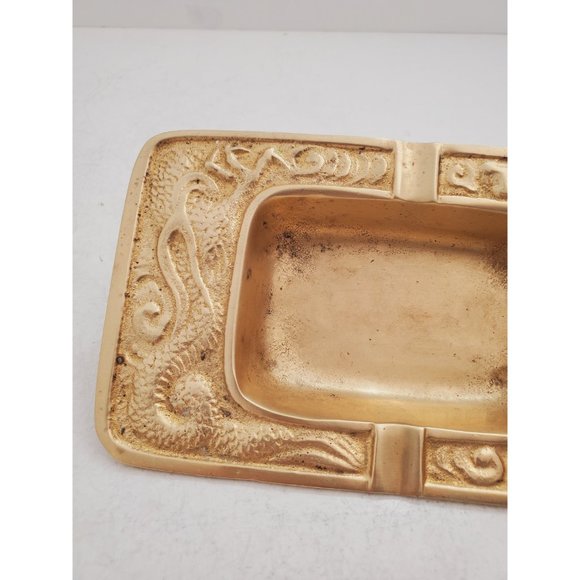 Tray / Plate / Dish / Ashtray || Vintage solid brass || Dragon picture - Picture 4 of 10